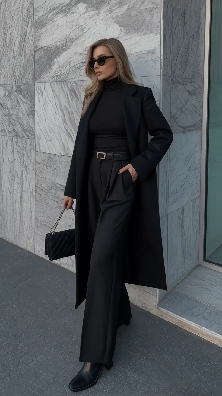 Winter Fashion Outfits 2025 2026 Trends Guide - All-Black Column With Long Coat