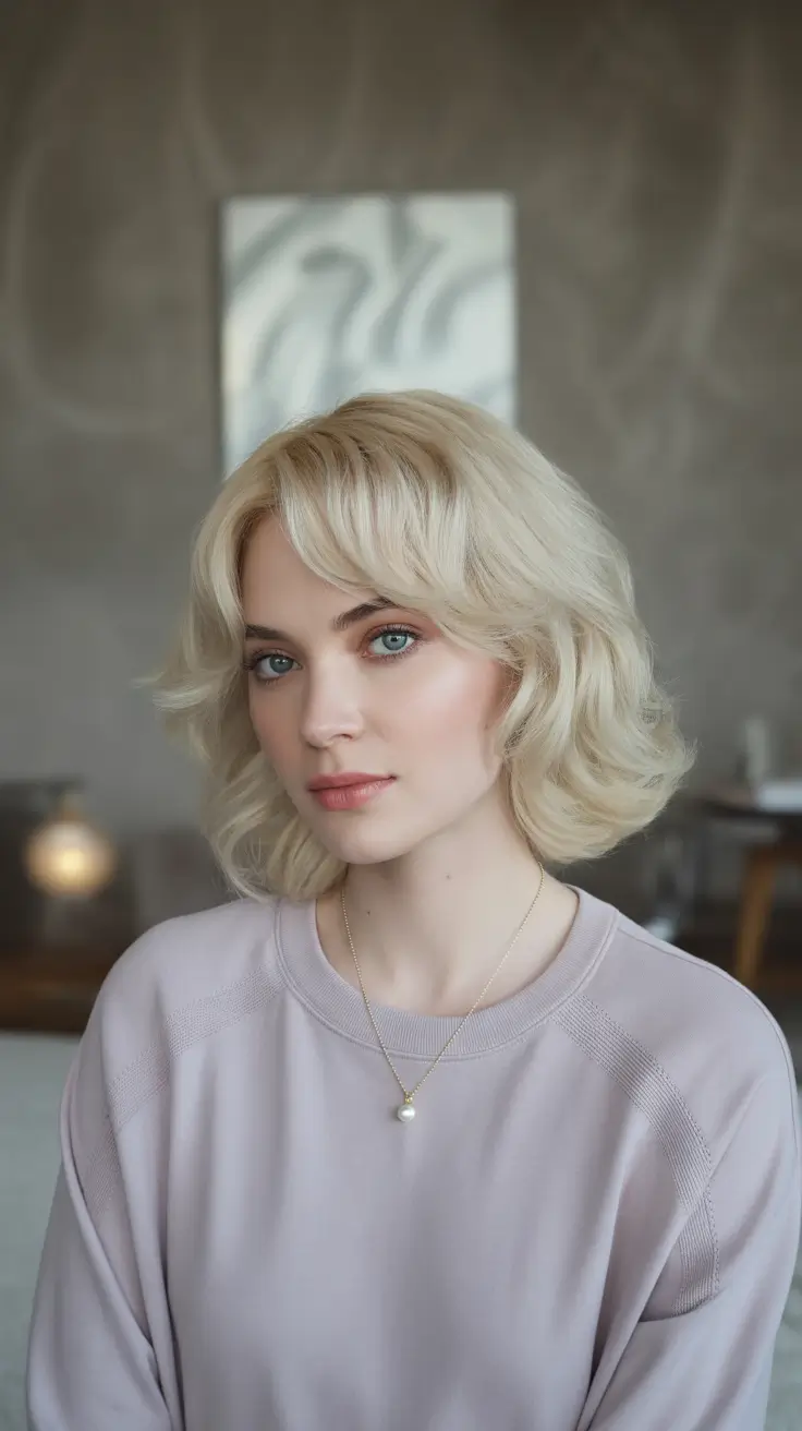 Chic Winter 2025–2026 Hair Color Inspiration - Frosted Short Bob with Airy Fringe