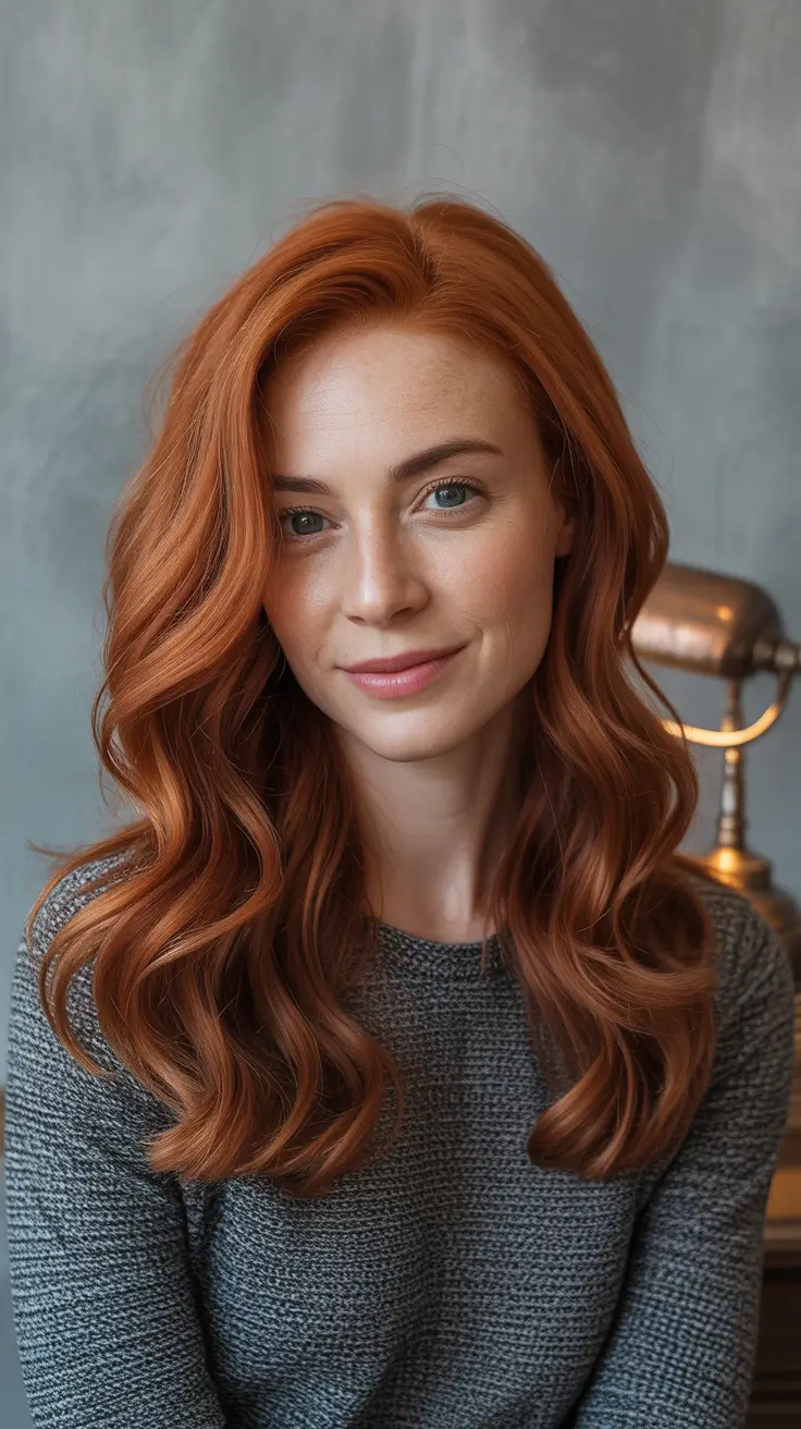 Chic Winter 2025–2026 Hair Color Inspiration - Cozy Copper Waves With Soft Shine