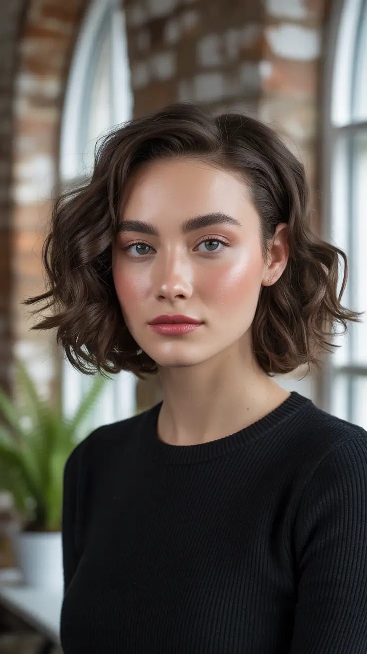 Winter hair colors for brunettes ideas 2025 - 2026 - cropped espresso bob with cocoa sheen