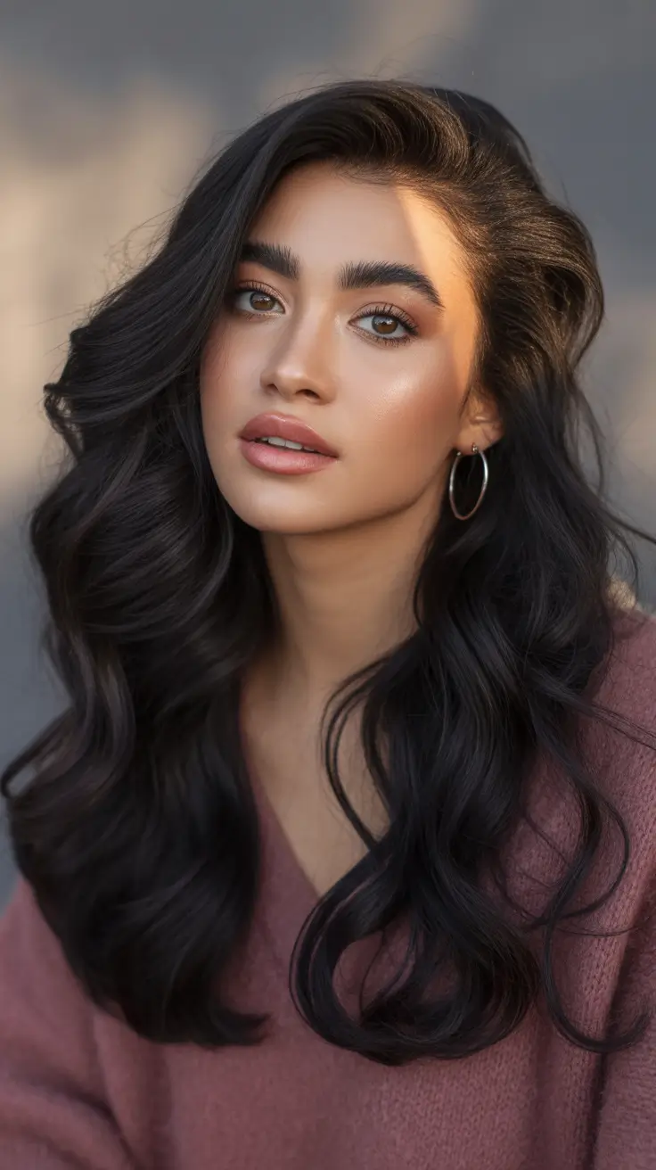winter hair colors for brunettes ideas 2025 - 2026 - Inky raven glaze for ultra-dark shine