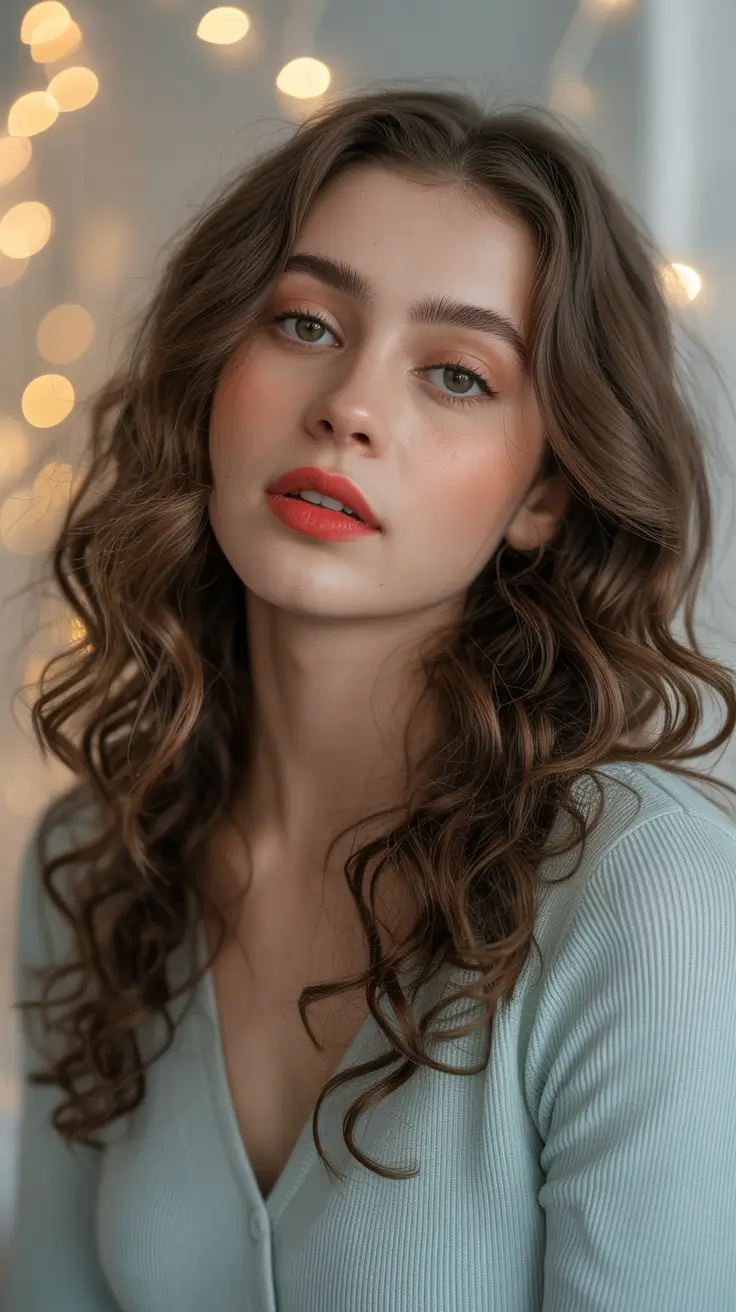 winter hair colors for brunettes - Cinnamon Tea Curls For A Soft Winter Glow