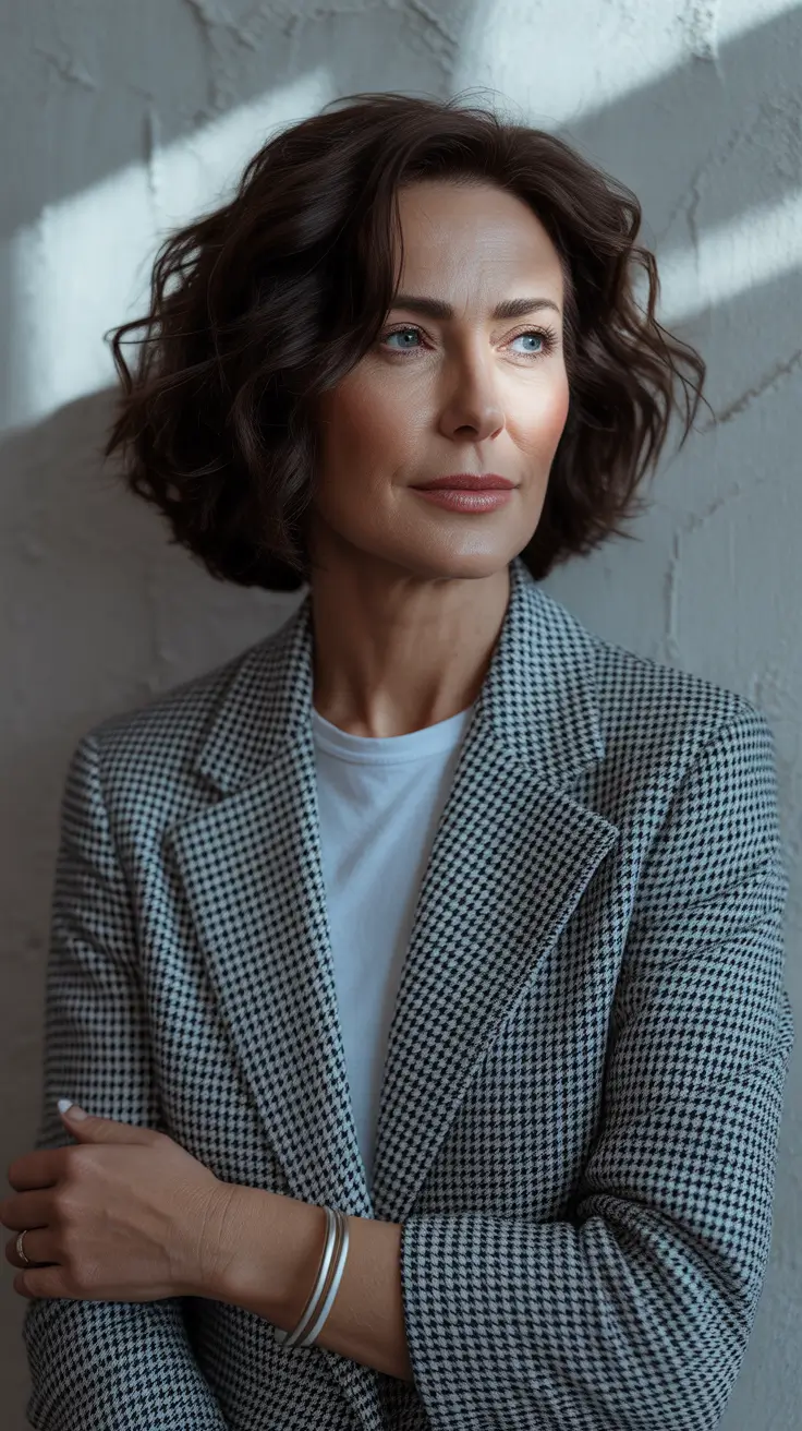winter hairstyles and color for women over 40 - Chic Dark Espresso Bob With Tousled Ends