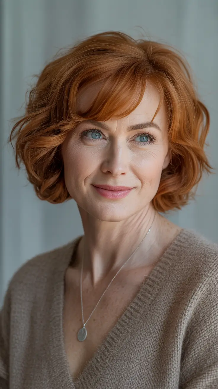 Spiced Copper Short Bob With Side Bangs Winter 2025-2026
