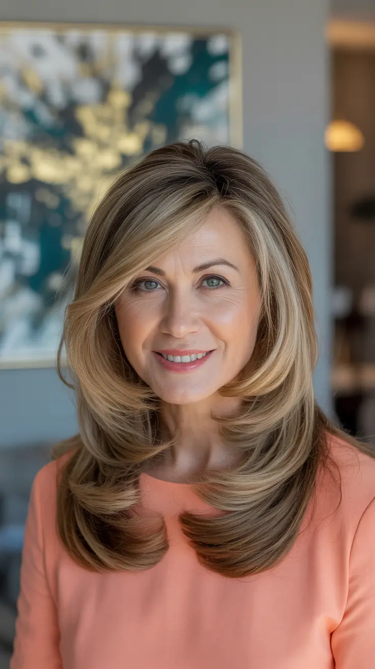 Hairstyles and Hair Colors for Women Over 50: Winter 2025–2026 - Buttercream Face-Framing Layers With Blowout Ends