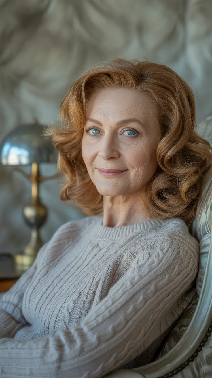 Hairstyles and Hair Colors for Women Over 60 Winter 2025–2026 - Cinnamon Cable-Knit Curls