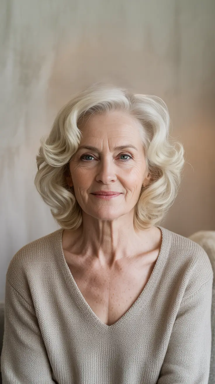 Hairstyles and Hair Colors for Women Over 60 Winter 2025-2026 - Classic sculpted curls with winter volume