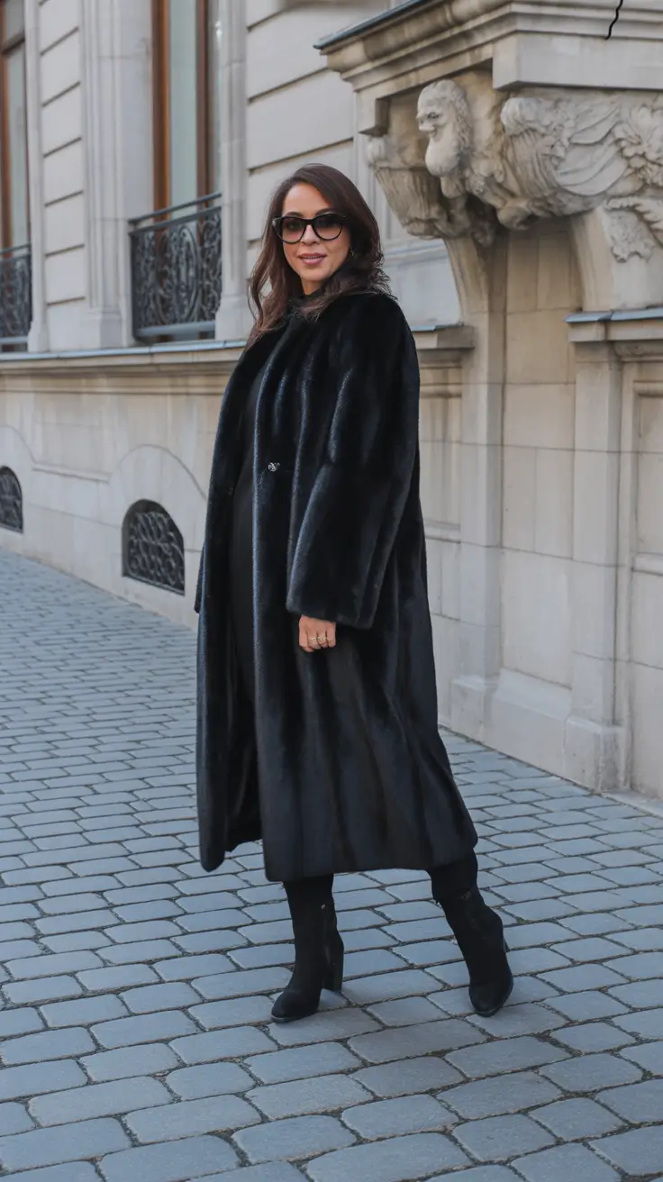 Trendy Winter Outfit Ideas 2025–2026 - Midnight Luxe - Floor-Sweeping Glam In Motion