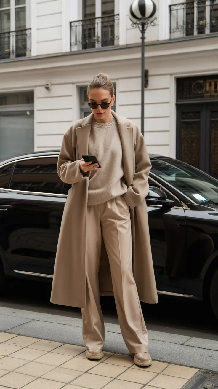 New Outfit Inspiration for Winter 2025 - 2026 - Oatmeal Monochrome - Tailored Calm With Quiet Shine