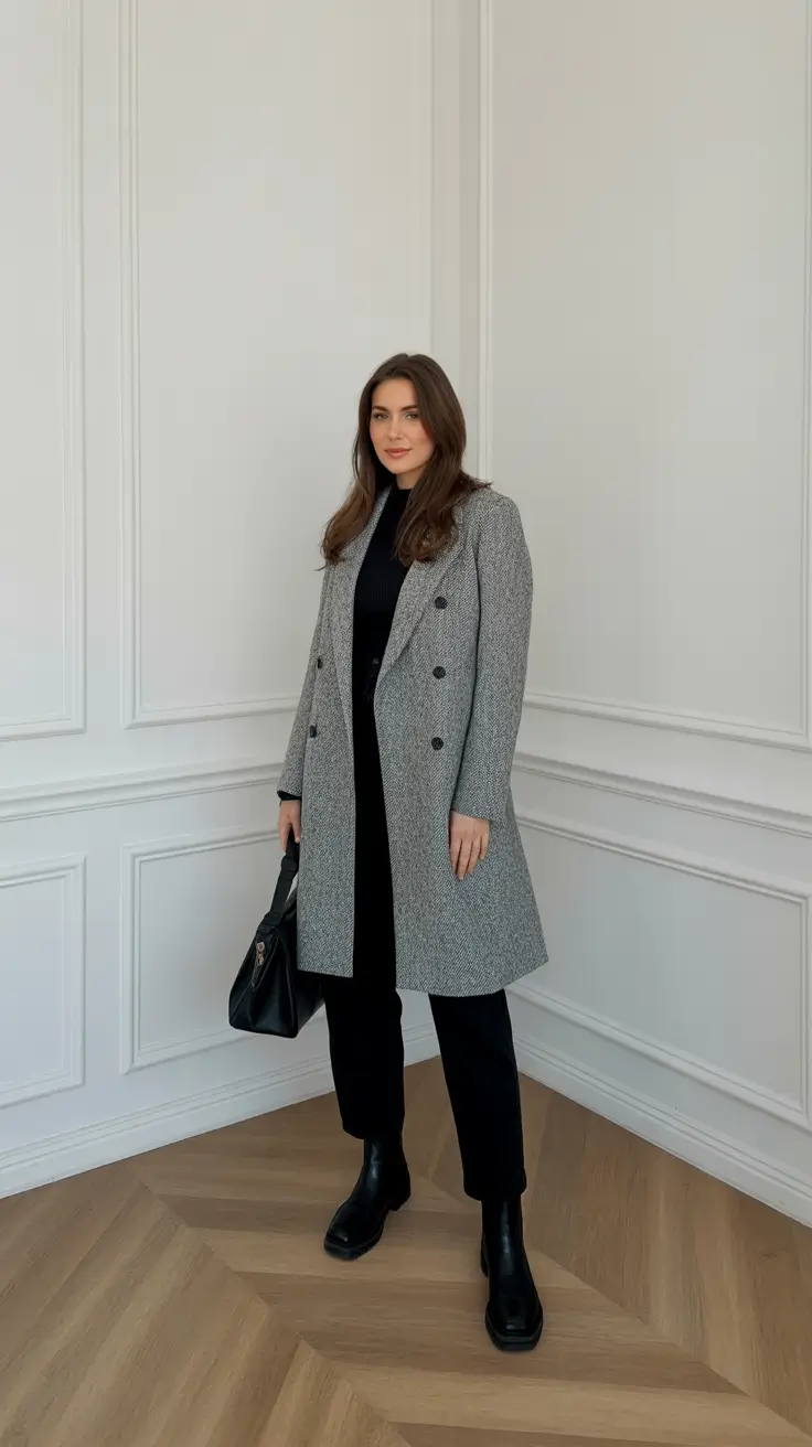Outfits for Women Over 40 Winter 2025 - 2026 - Tailored Gray Over Polished Black
