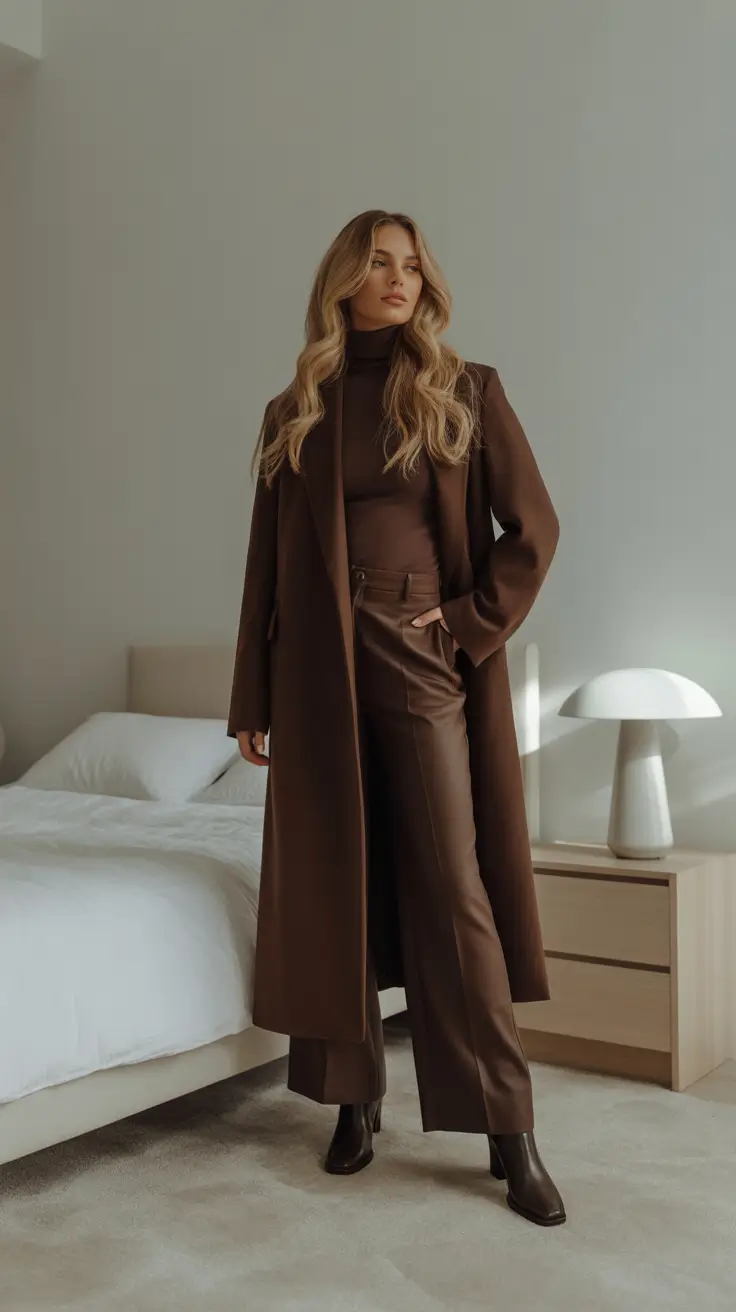 winter work outfits – Mocha-On-Mocha Power Column