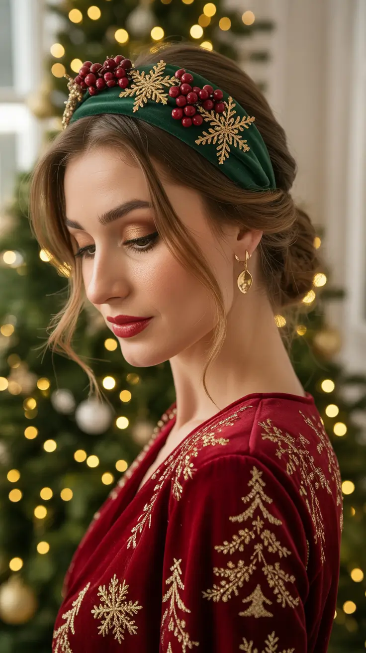 Christmas Hairstyles 2025 - Low Chignon With Embellished Headband