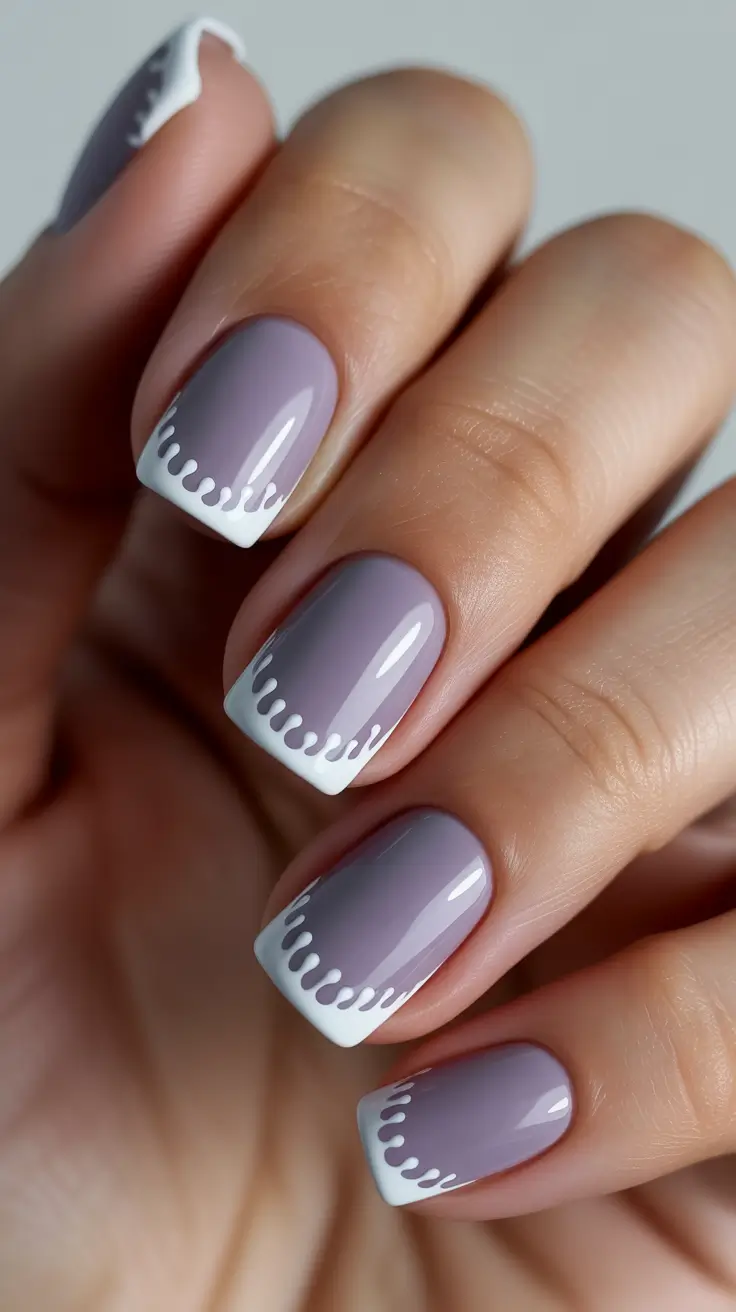 Classy Winter Nails 2025-2026 - Dusty-Lilac Micro-Drip French on Short Squares