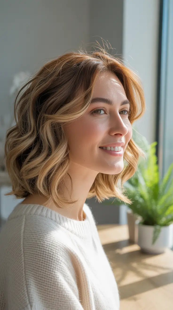 Cute Haircuts for Winter 2025–2026 - Soft Long Bob With Winter Glow Highlights
