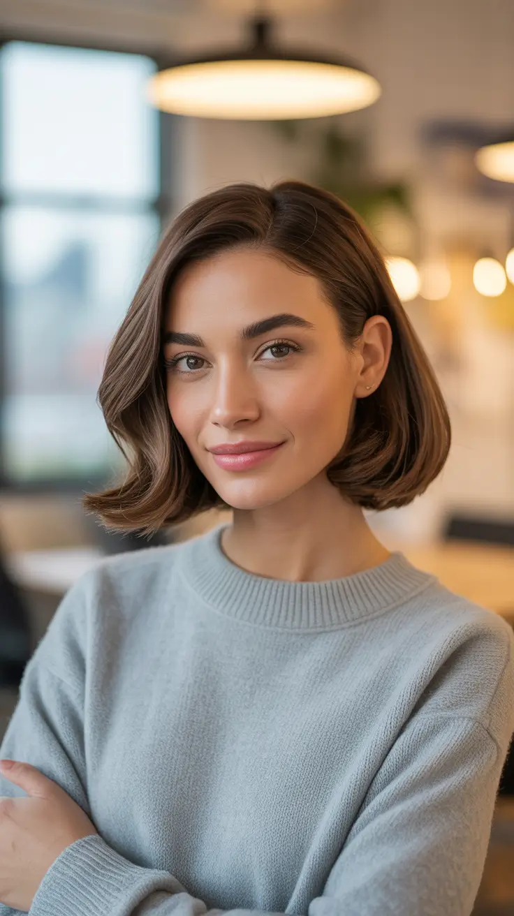 Cute Haircuts for Winter 2025–2026 – Classic Short Bob With Tucked Finish