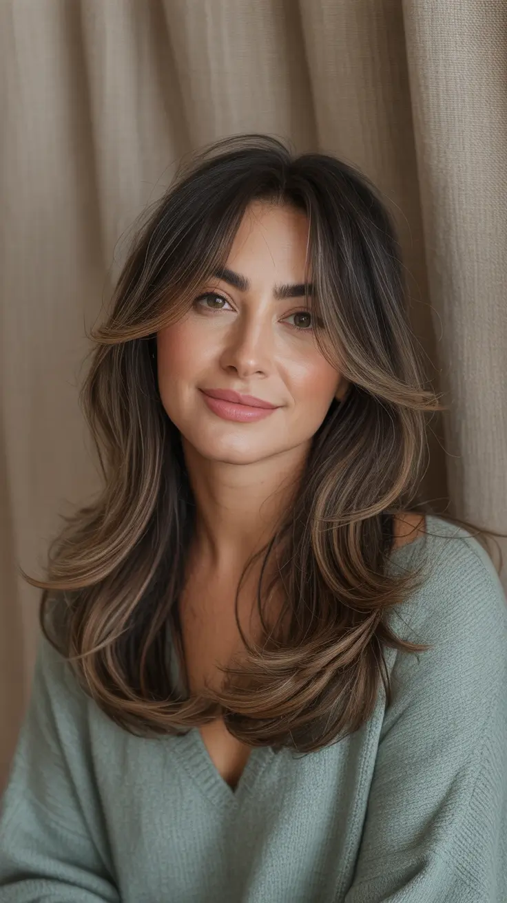 Cute Haircuts for Winter 2025–2026 - Butterfly Layers With Face-Framing Curtain Bangs
