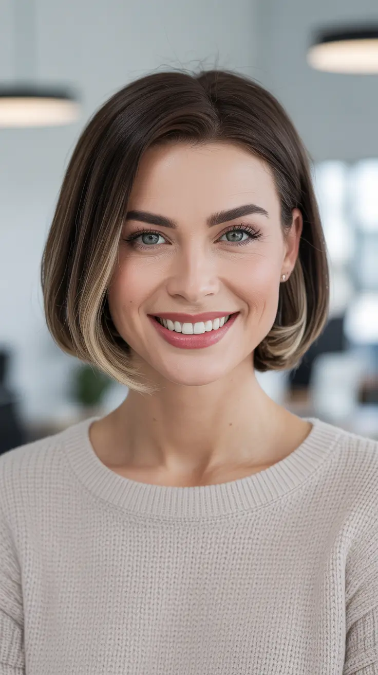 Cute Haircuts for Winter 2025–2026 - Chic Short Contoured Bob With Soft Money Piece