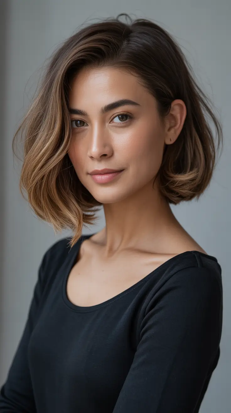 Cute Haircuts for Winter 2025–2026 – Sleek Side-Part Bob With Soft Bend