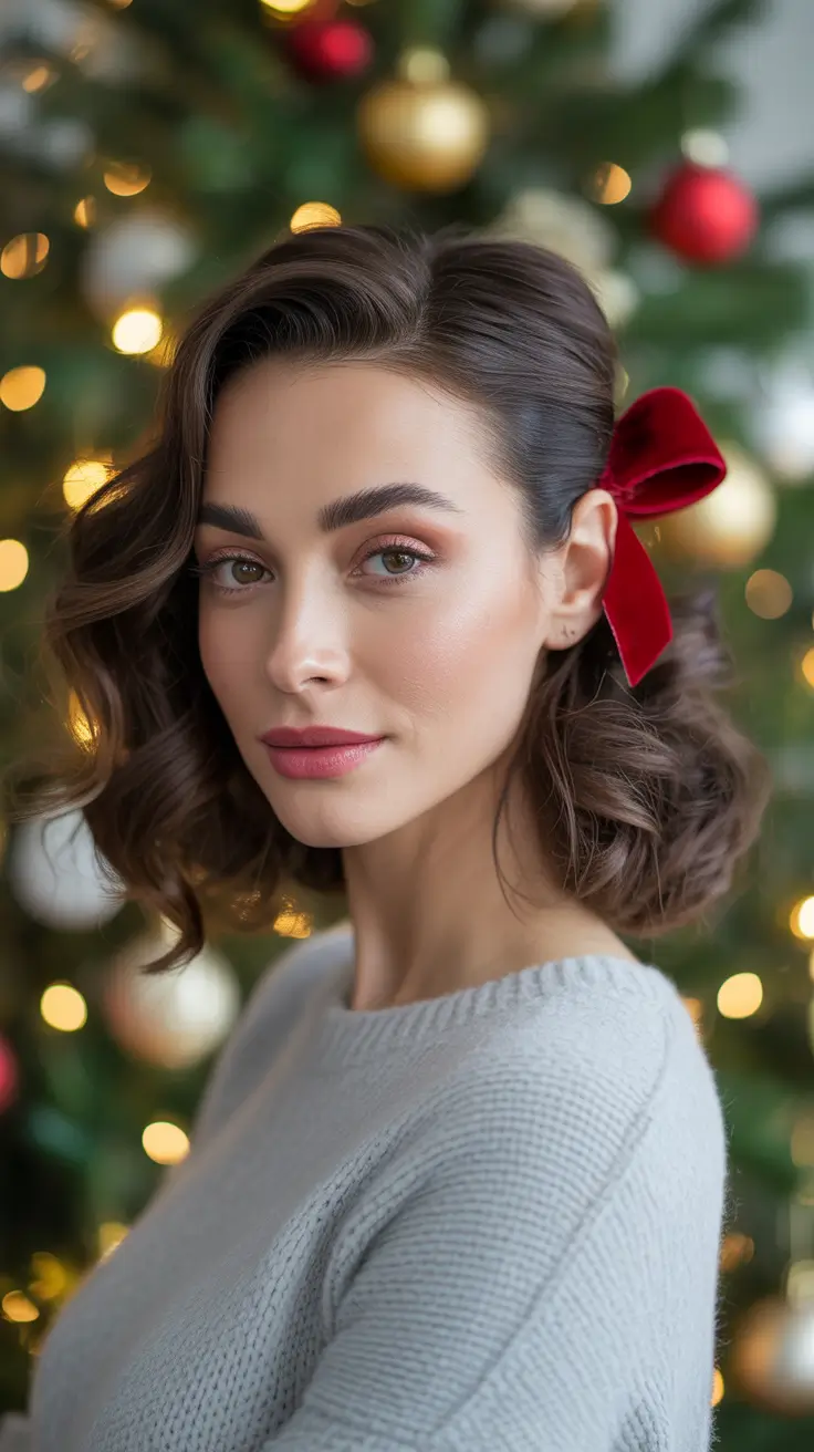 Cute Hairstyle Looks Winter 2025–2026 Holiday Bow Bob With Airy Curl