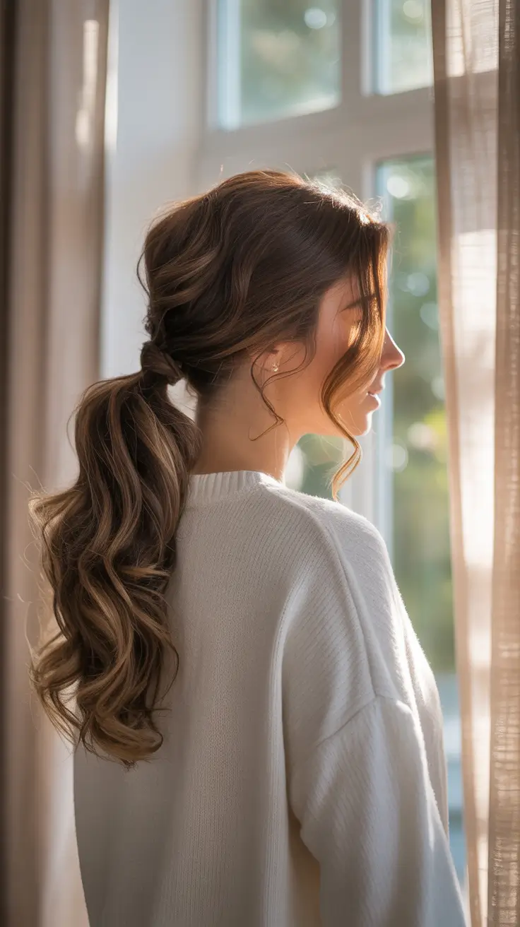 Cute Hairstyle Looks Winter 2025-2026 Low Textured Pony with Face-Framing Pieces