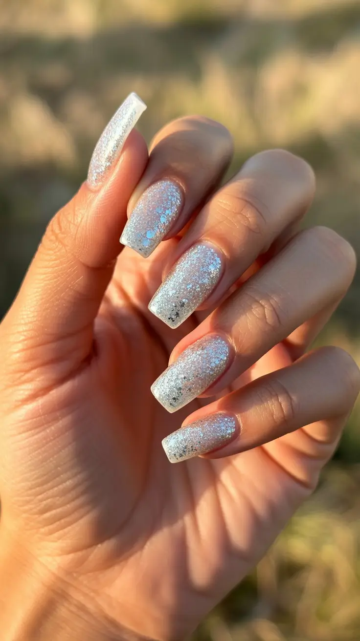 Fall Nail Color Inspo for December 2025 - Iced Sugar Sparkle Squares