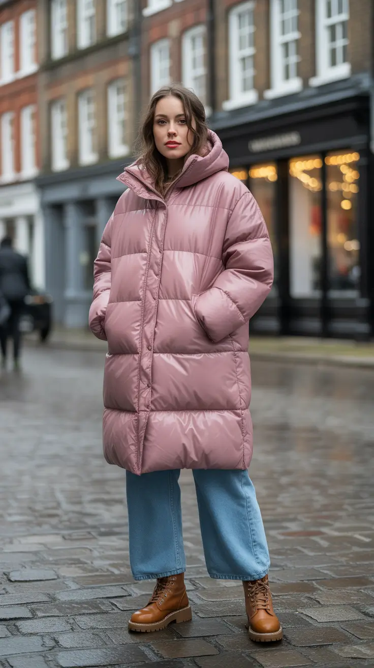 Fall outfits Ideas for December 2025 - Rose Puffer And Lug Boots - Soft Focus Practical