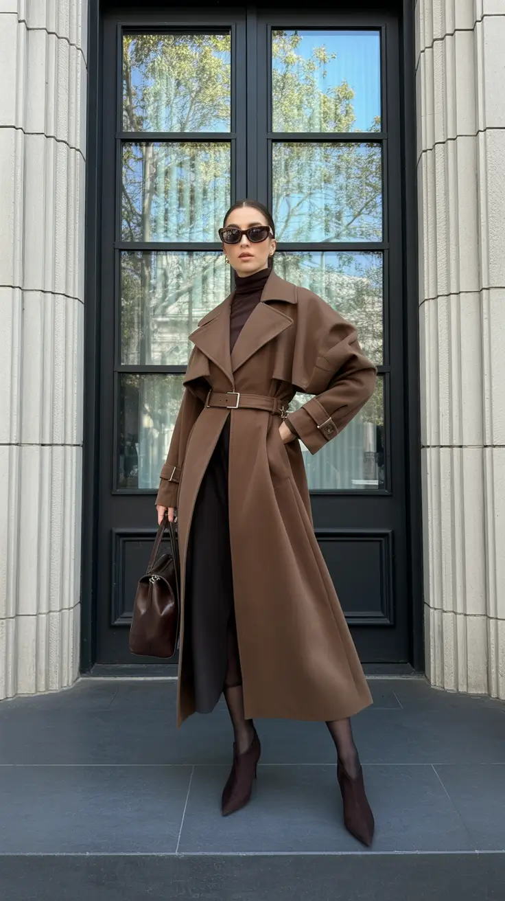 Fall outfits Ideas for December 2025 - Cocoa Monochrome - After Hours Minimal
