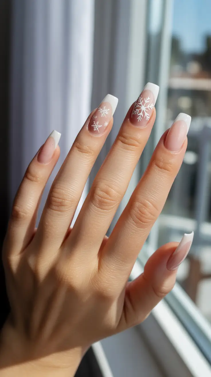 Neutral Winter Nails 2025-2026 - Cool-Girl French With Whispered Flakes