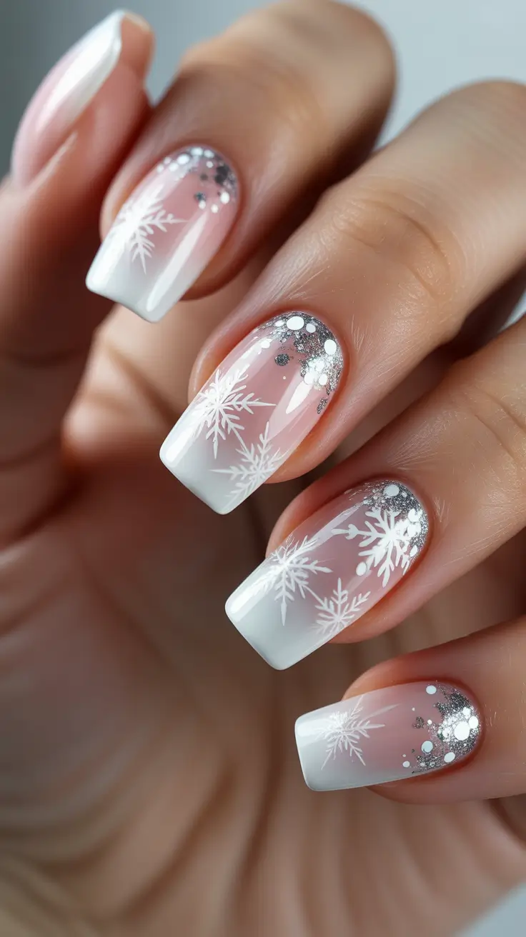 Pink Winter Nails 2025-2026 - Snow-Kissed French Square