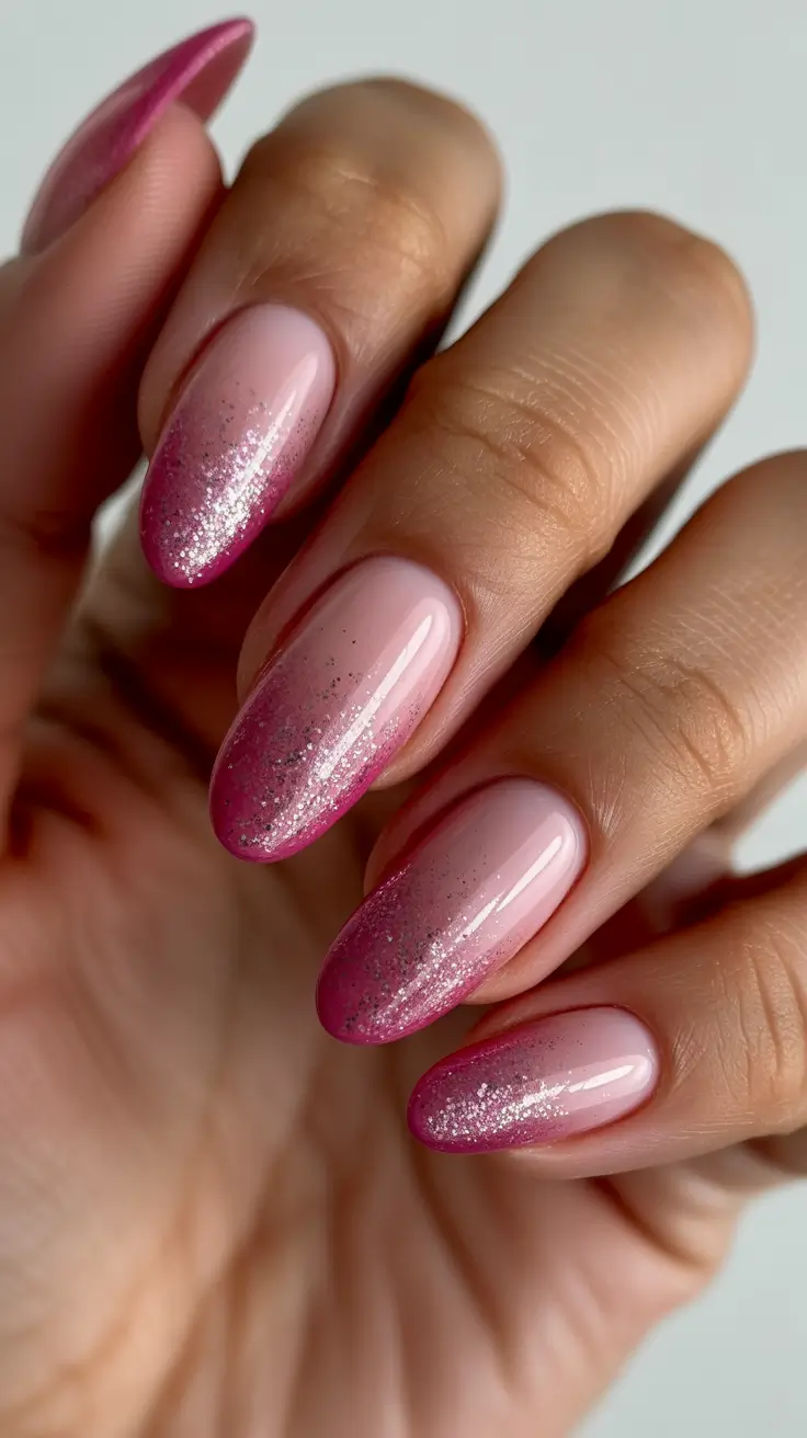 Pink Winter Nails 2025-2026 - Sugar-Plum Ombre With Starlit Sparkle