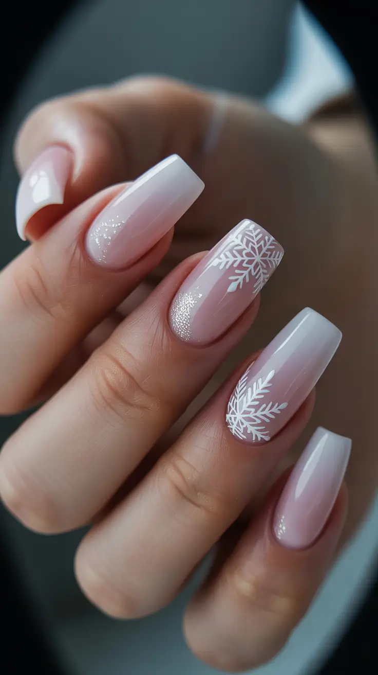 Pink Winter Nails 2025-2026 - Frost-Kissed French Fade Coffins