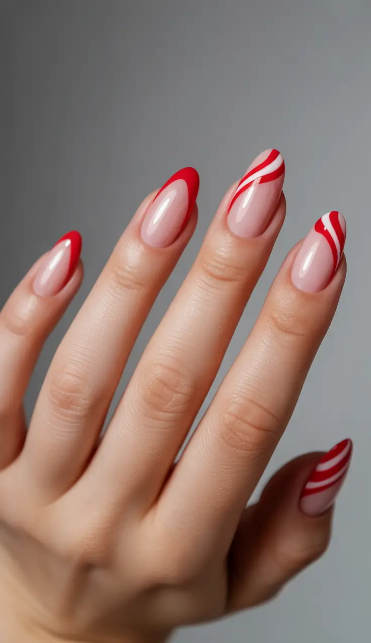 Pink Winter Nails 2025-2026 - Minimal French Swirls on Almond