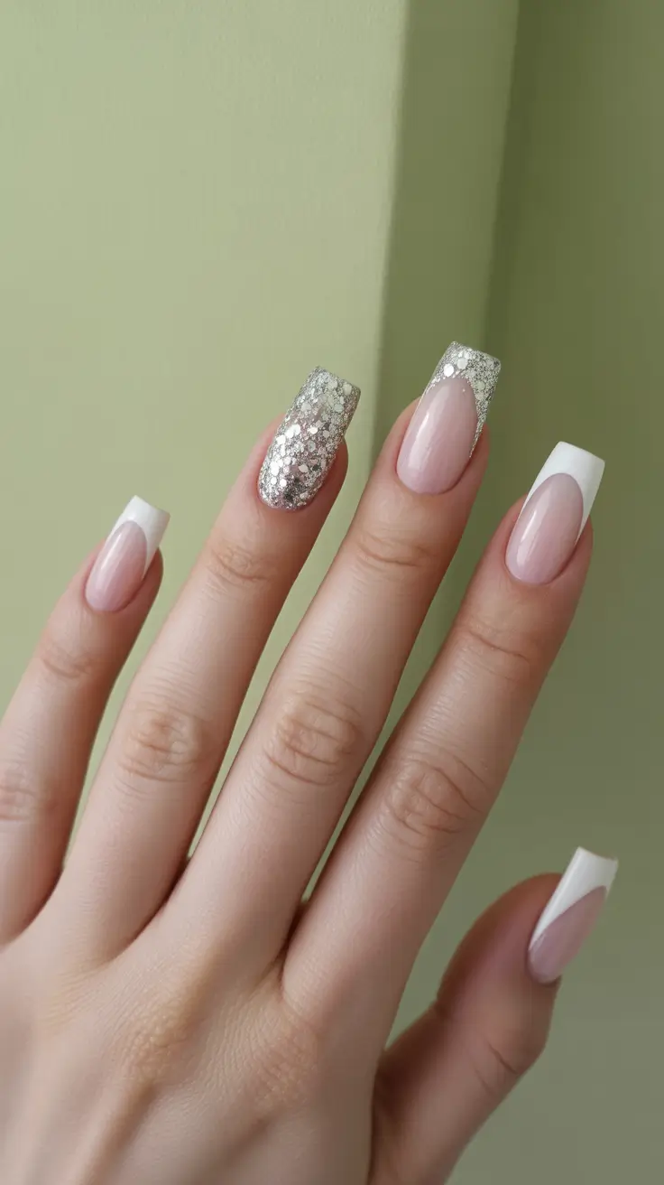 simple winter nails - Clean French With Frosted Accents