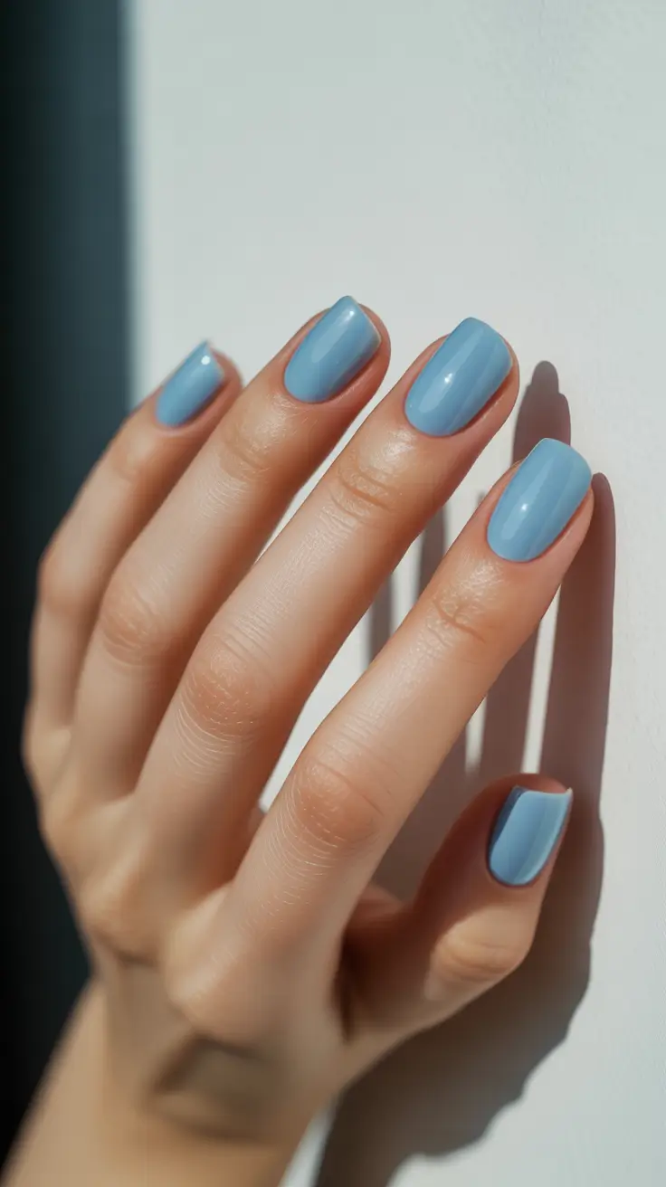 Winter Color Nails 2025-2026 - Snowlight Blue Shorts - Clean Girl Minimal