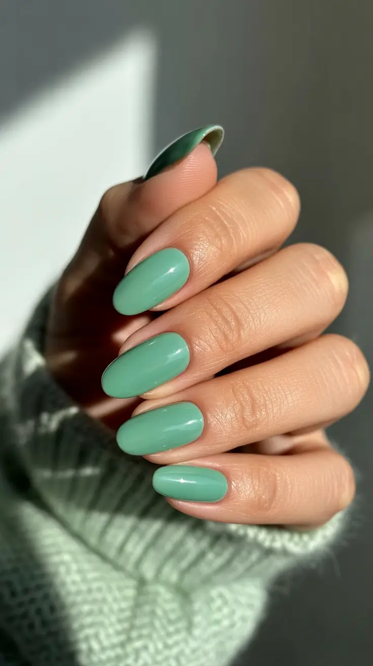 Winter Color Nails 2025-2026 - Mint Cashmere Almond