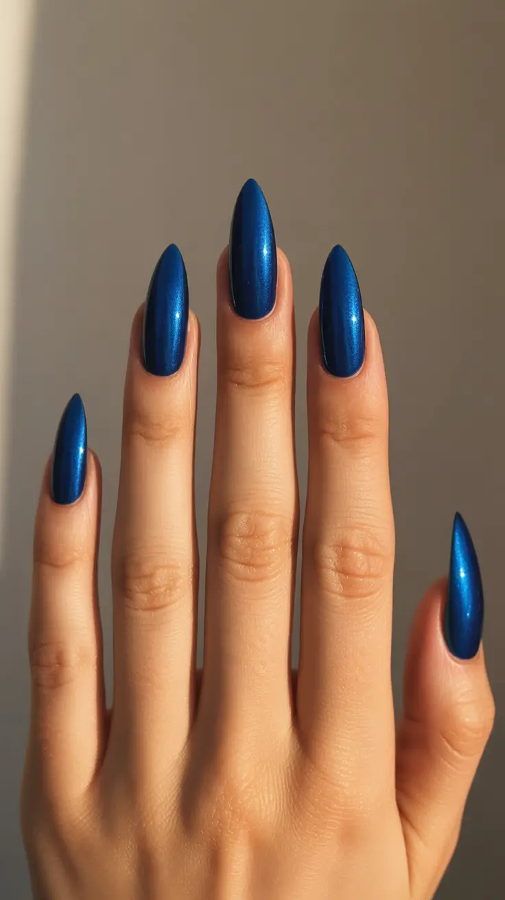 Winter Color Nails 2025-2026 - Cobalt Icicle Almond