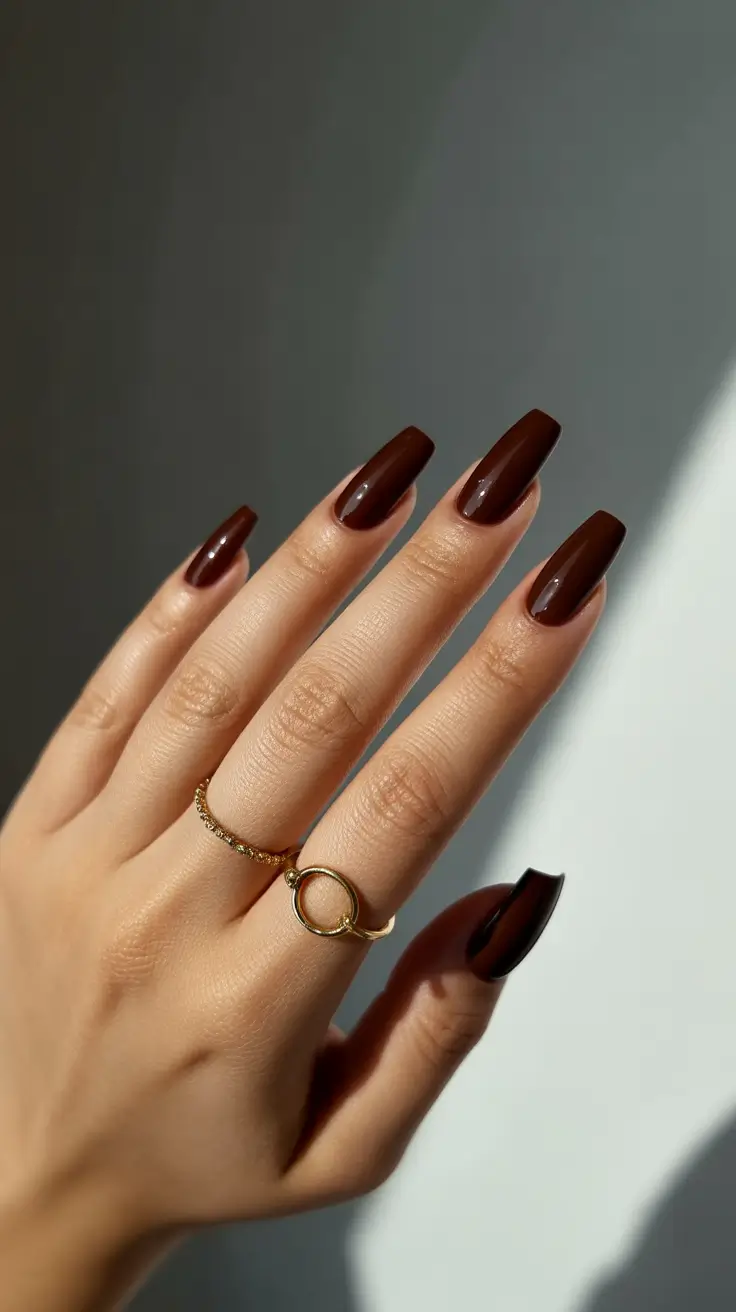 Winter Color Nails 2025-2026 - Mocha Truffle Tailored Square