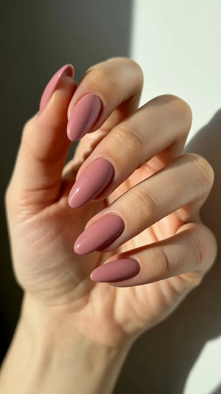 Winter Color Nails 2025-2026 - Soft Rose Almond Gloss