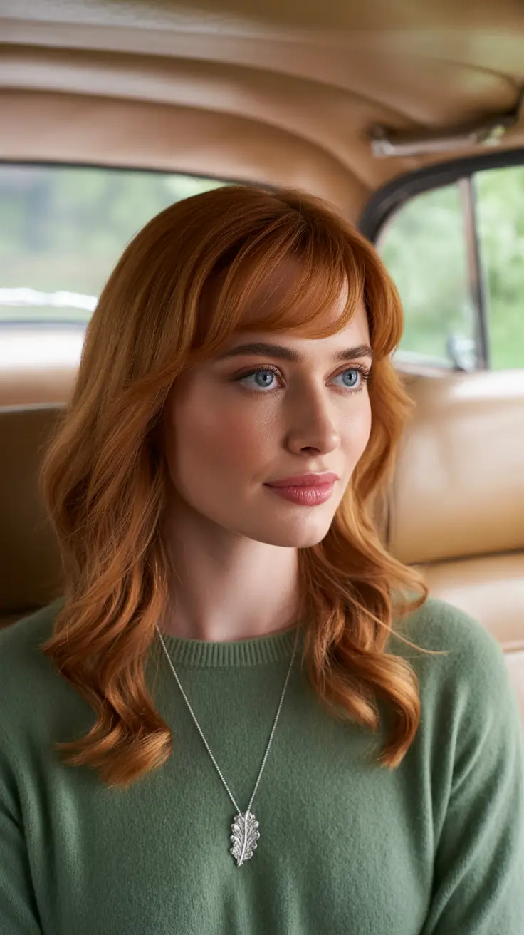 Vintage Caramel Auburn With Baby Fringe, Hair Color Ideas: Auburn for Winter 2025-2026