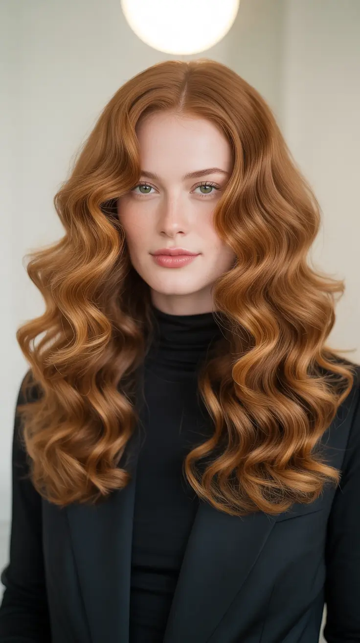 Hair Color Ideas: Auburn for Winter 2025 - 2026 - Velvet Waves in Burnished Auburn