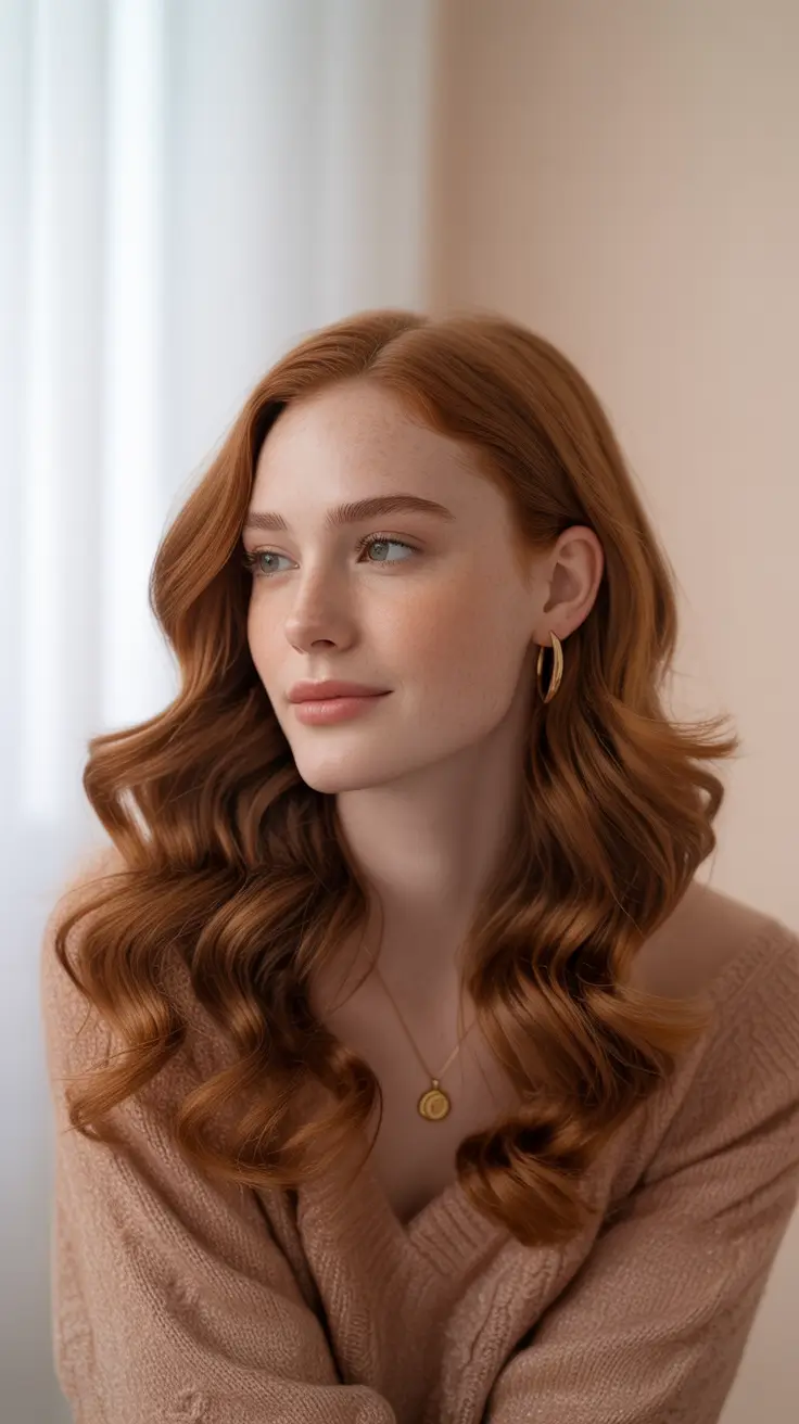 Hair Color Ideas: Auburn for Winter 2025 - 2026 - Soft Auburn With Face - Framing Glow
