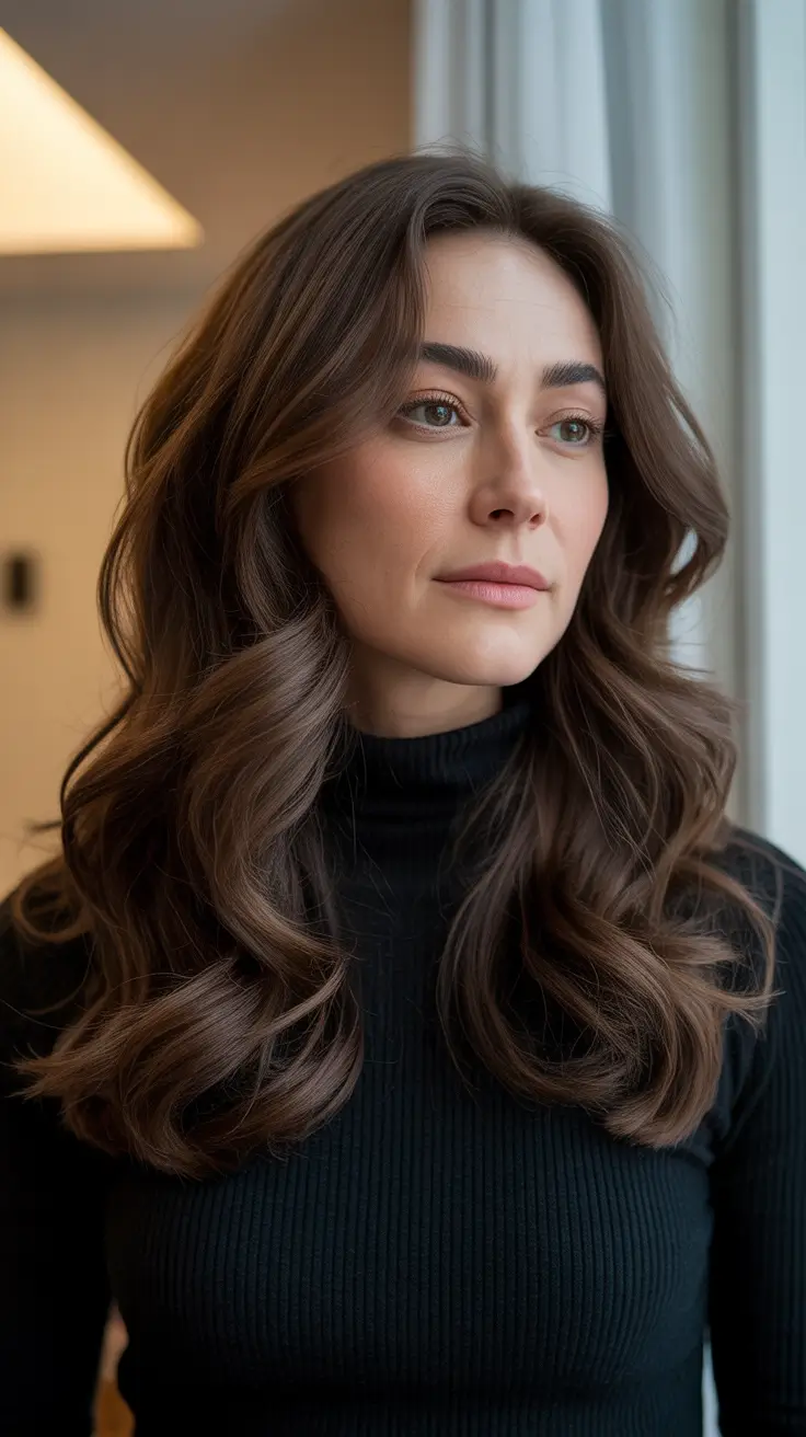 winter haircuts 2025 2026 - Polished Waves with Classic Long Layers