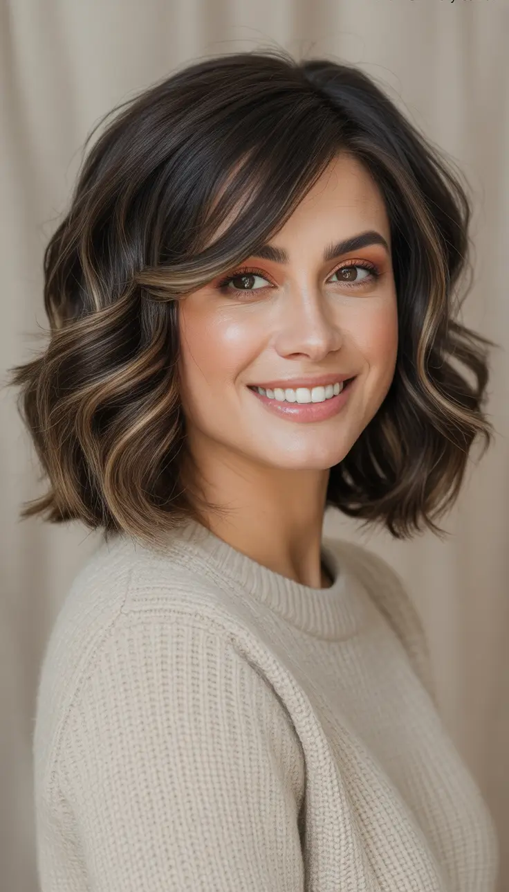 winter haircuts - Dimensional Wavy Lob