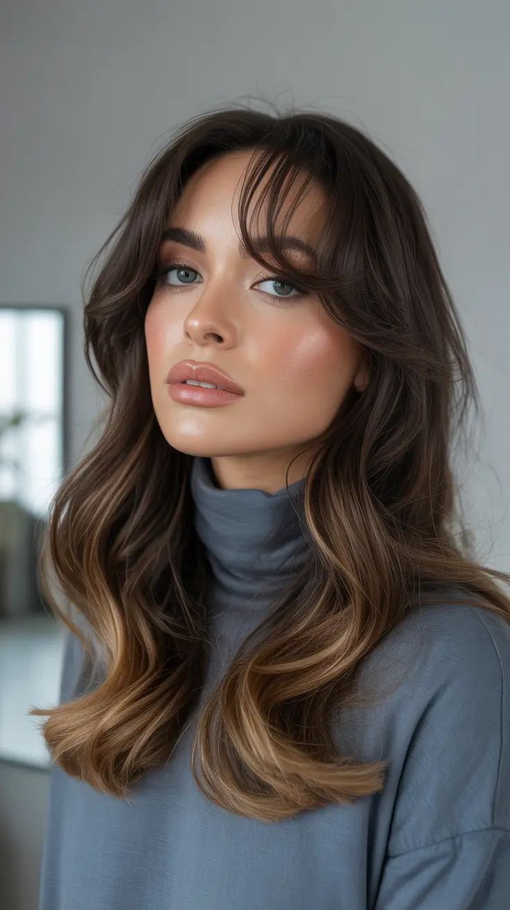 winter haircuts and colors - Butterfly Layers with Creamy Caramel Balayage