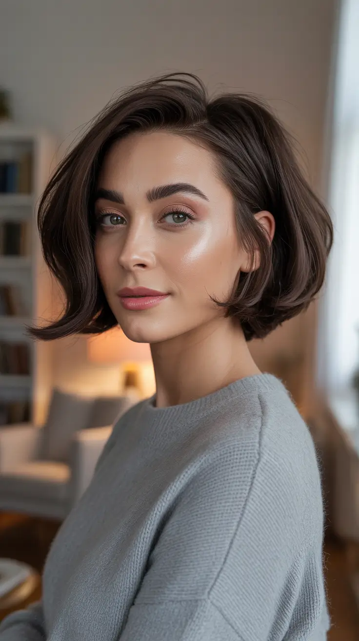 winter haircuts and colors - Side-Swept Classic Bob with Luxe Volume