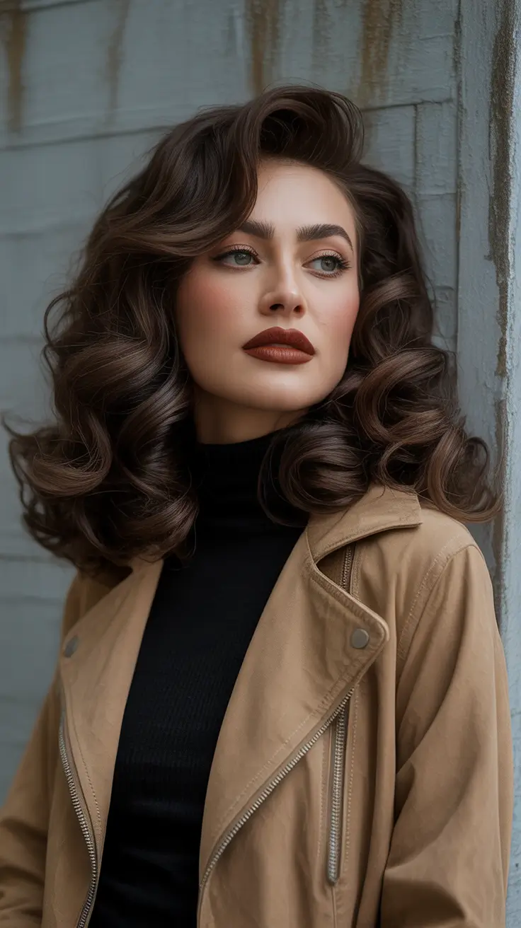 Winter Hairstyles 2025-2026 Trends & Ideas - Retro Luxe Blowout - Big Brunette Volume