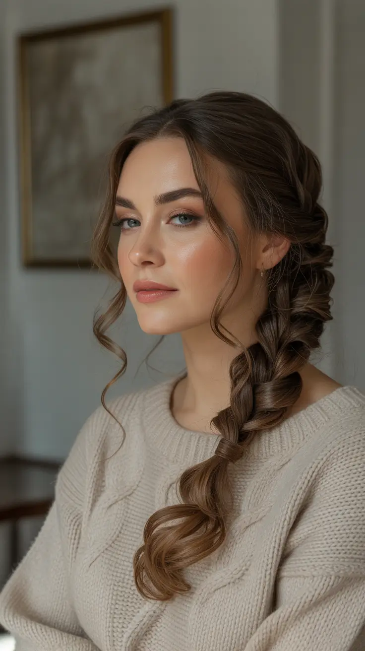 Winter Hairstyles 2025-2026 Trends & Ideas - Soft Side Braid with Face-Framing Curls