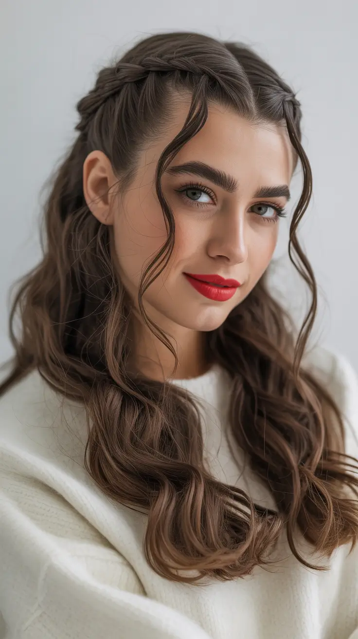 Winter Hairstyles 2025-2026 Trends & Ideas - Mini Crown Braids with Loose Waves