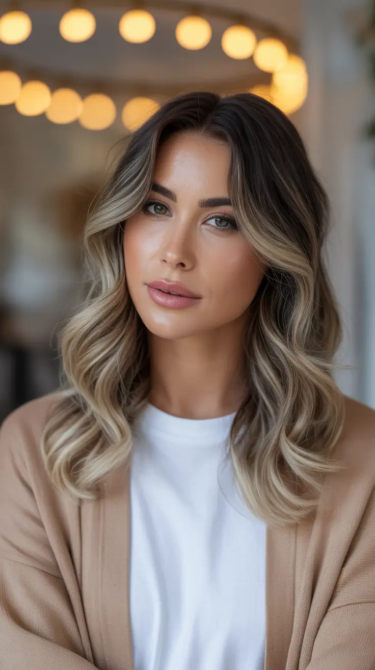 Winter 2025–2026 Medium Haircuts ideas - Soft Money-Piece Waves at Shoulder Length