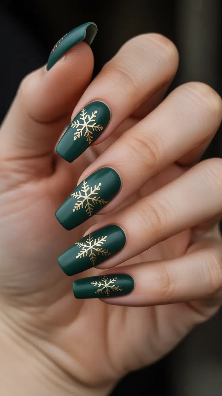 Trendy Winter Nails 2025-2026 - Velvet Pines in Matte with Gilded Flakes